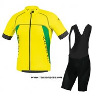 2017 Maillot Ciclismo Gore Bike Wear Power Alp-x pro Jaune Manches Courtes et Cuissard